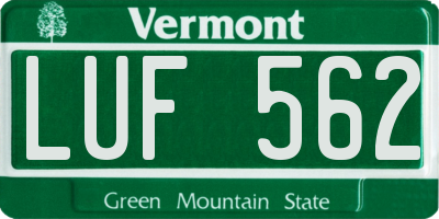 VT license plate LUF562