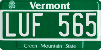 VT license plate LUF565