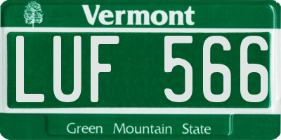 VT license plate LUF566