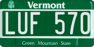 VT license plate LUF570