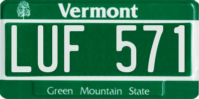VT license plate LUF571