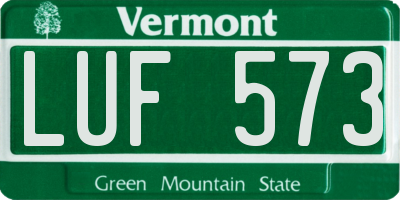 VT license plate LUF573