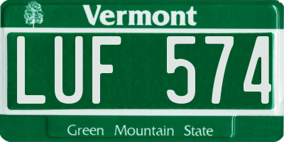VT license plate LUF574