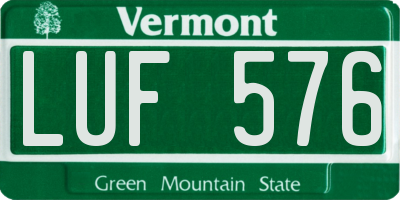 VT license plate LUF576