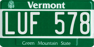 VT license plate LUF578