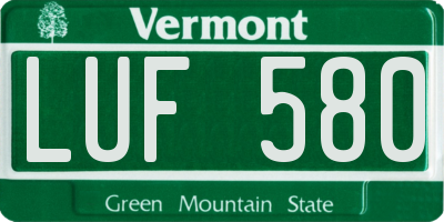 VT license plate LUF580
