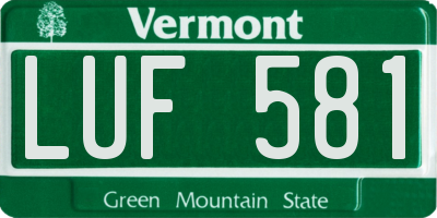 VT license plate LUF581