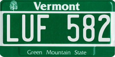 VT license plate LUF582