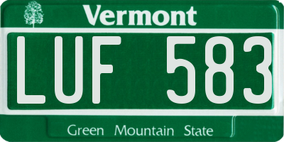 VT license plate LUF583