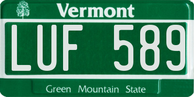 VT license plate LUF589