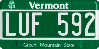VT license plate LUF592