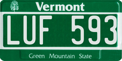 VT license plate LUF593