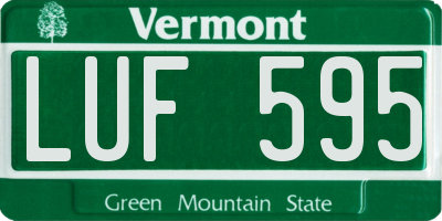 VT license plate LUF595