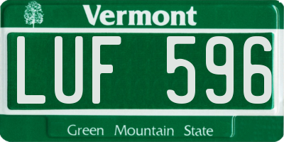 VT license plate LUF596