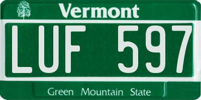 VT license plate LUF597