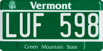 VT license plate LUF598