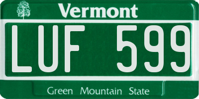 VT license plate LUF599
