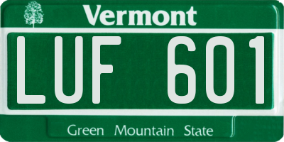 VT license plate LUF601