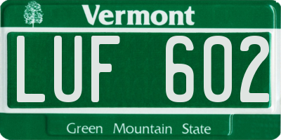 VT license plate LUF602
