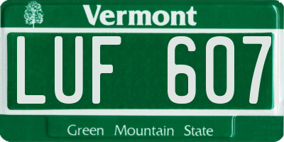 VT license plate LUF607