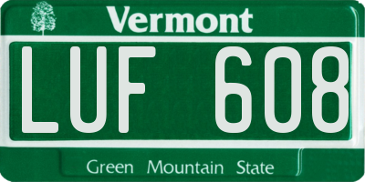 VT license plate LUF608