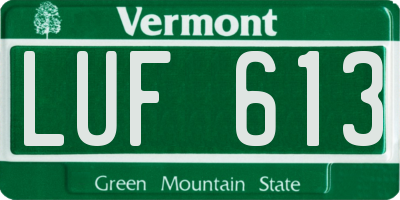 VT license plate LUF613