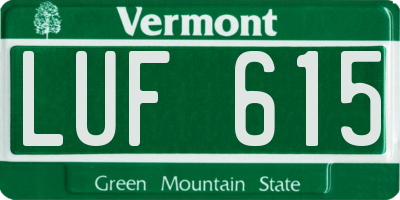 VT license plate LUF615