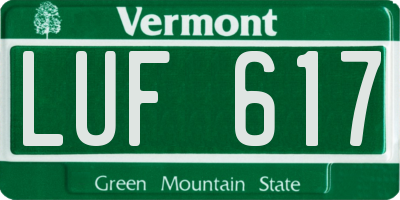 VT license plate LUF617