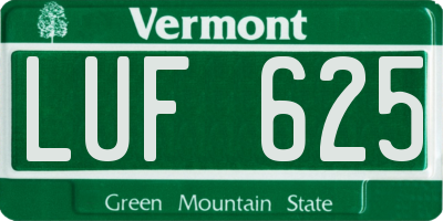 VT license plate LUF625