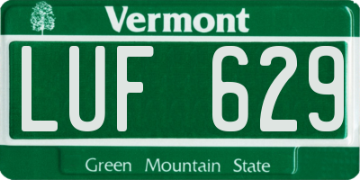 VT license plate LUF629