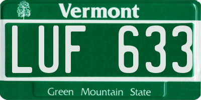 VT license plate LUF633