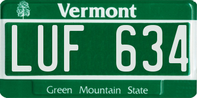 VT license plate LUF634