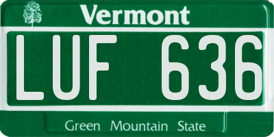 VT license plate LUF636
