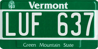 VT license plate LUF637