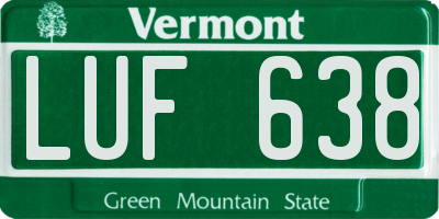 VT license plate LUF638