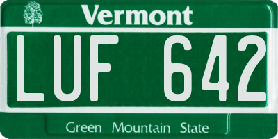 VT license plate LUF642