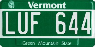 VT license plate LUF644