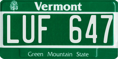 VT license plate LUF647