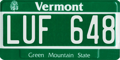 VT license plate LUF648