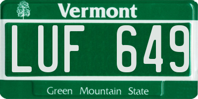 VT license plate LUF649