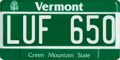 VT license plate LUF650