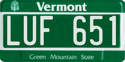 VT license plate LUF651