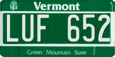 VT license plate LUF652