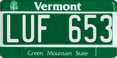 VT license plate LUF653