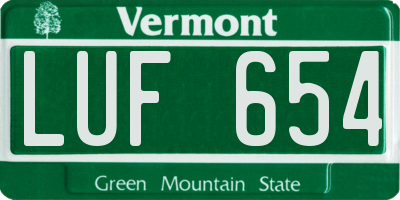 VT license plate LUF654