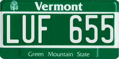 VT license plate LUF655