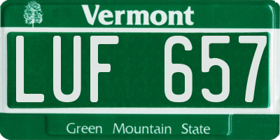 VT license plate LUF657