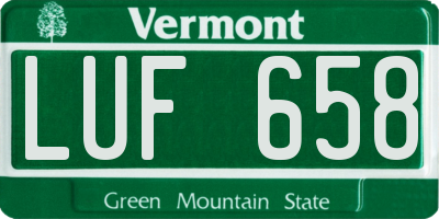VT license plate LUF658