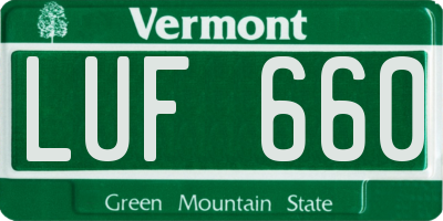 VT license plate LUF660