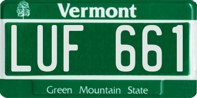 VT license plate LUF661